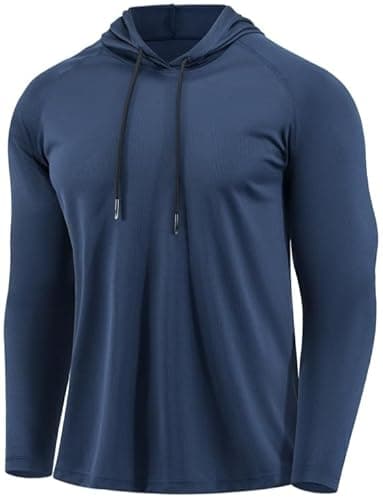 Image of Men Quick Dry Hoodie Shirts Long Sleeve Bodybuilding Cycling Exercising Training Sports Hoodies Navy Blue XL