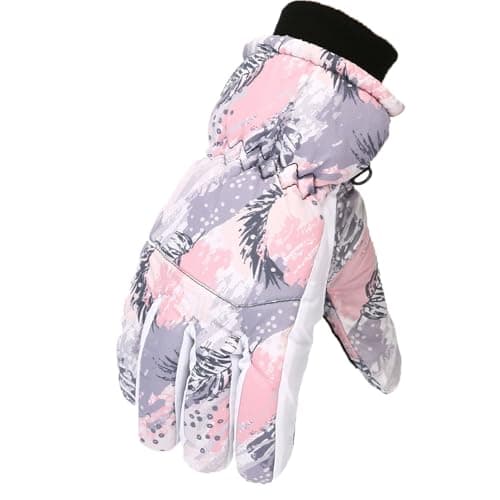 Image of Winter Windproof Warm Teenagers Girls Gloves Outdoor Skating Ski Gloves Snowboarding Gloves Mittens (One Size) Pink