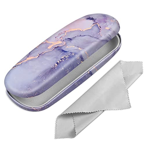 Image of FINTIE Hard Shell Glasses Case for Women Men - Fashion Reading Eyeglasses Case Protective Spectacle Cases with Cleaning Cloth