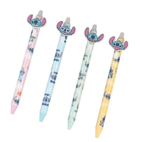 Image of Grupo Erik Erasable Pens Blue - Disney Stitch Stationery Supplies | Gel Pen Set Of 4 Blue Pens, Back To School Supplies, Erasable Pen Stationery Set | Stitch Gifts, Disney Gifts