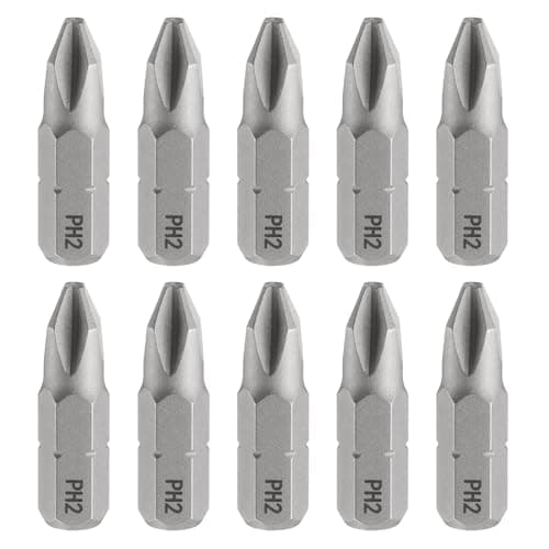 Image of sourcing map 10pcs PH2 Phillips Screwdriver Bit 1/4" Hex Shank 25mm/1" Length Magnetic Cross Head S2 Steel Screw Driver Bit