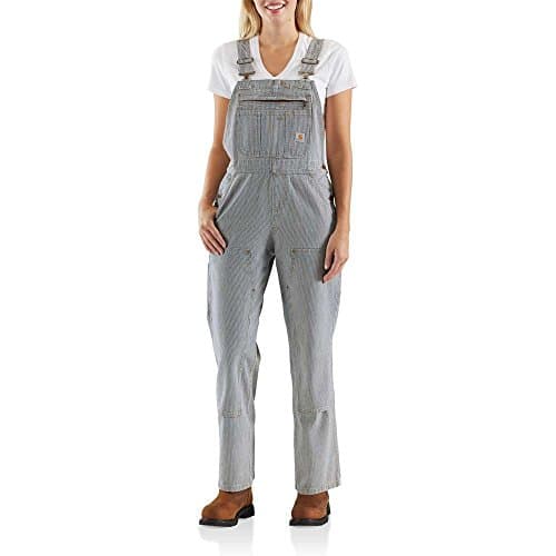 Image of Carhartt Women's Tall Size Brewster Double Front Railroad Striped Bib Overalls, L
