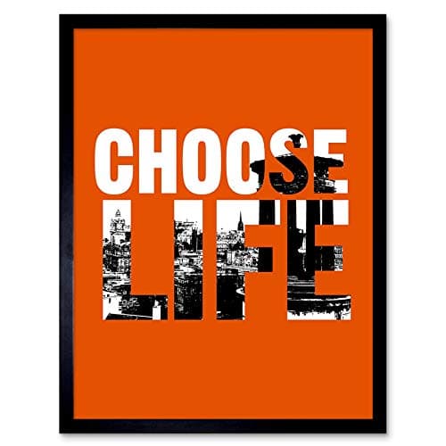 Image of Wee Blue Coo Quote Choose Life Trainspotting Edinburgh Scotland Art Print Framed Poster Wall Decor 12X16 Inch