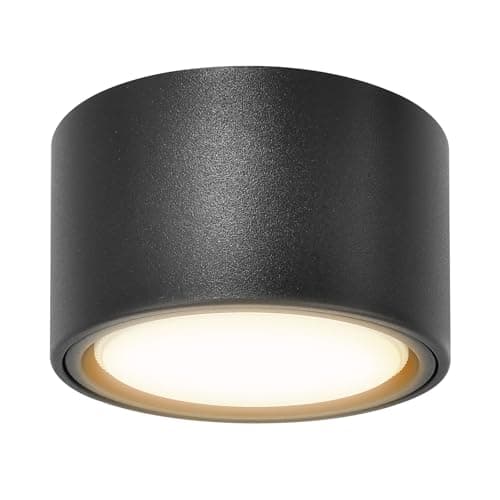 Image of KYOTECH LED Surface-Mounted Light, Black, Surface-Mounted Spotlight, Flat with 6 W LED GX53 230 V, Surface-Mounted Spotlight, Warm White, 3000 K, Surface-Mounted, Diameter 95 x 55 mm, Round Aluminium