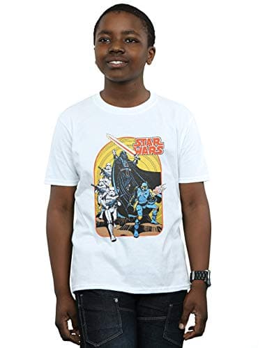Image of Star Wars Boys Vintage Comic Scene T-Shirt White 9-11 Years