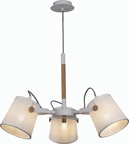 Image of Mantra M5461 Nordica II Position Pendant 3 Light 3x23W E27, White/Beech with White Shades