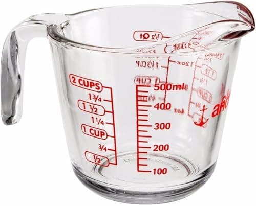 Image of Anchor Hocking 500ml Glass Measuring jug with Millilitres, Pint & Cups Measurements, Kitchen & Gravy Jugs