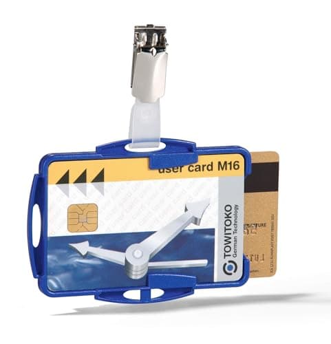 Image of Durable Duo Security Pass Holder 54 x 85 mm Blue | Holds Up to 2 ID/Security Cards | Pack of 25 | Ideal for Holding Swipe Cards, ID Cards, etc.
