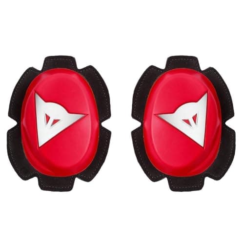 Image of Dainese - Pista Knee Slider, Polyurethane Motorbike Knee Pads, Smooth Contact with Track and Asphalt, Motorcycle Slider with Velcro Closure, Red/White