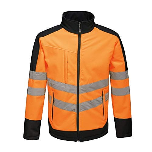 Image of REGATTA PROFESSIONAL HIGH VISIBILITY TRA625 Men's High-Vis Pro Softshell - Orange/Navy - M