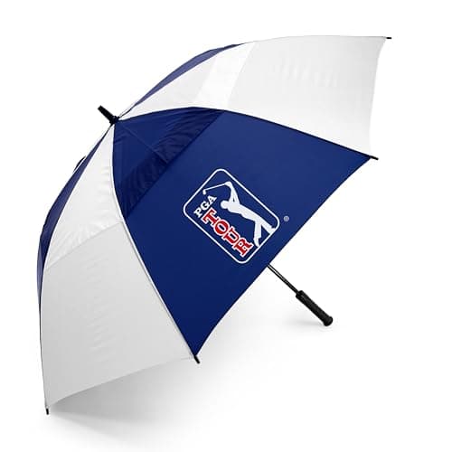 Image of PGA TOUR 62-Inch Golf Umbrella - Windproof Double Canopy, Mens Umbrellas with Auto Open, Fibreglass Shaft, Non-Slip Handle, Velcro Straps, Rainproof Cover - Golf Umbrella Windproof