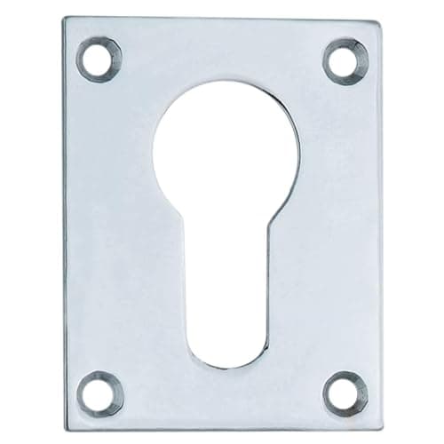 Image of Kooples Hardware Face Fix Square Escutcheon – Euro Profile Keyhole Cover – Surface Mounted Plate for Cylinder Locks (Polished Chrome, 50x50MM)