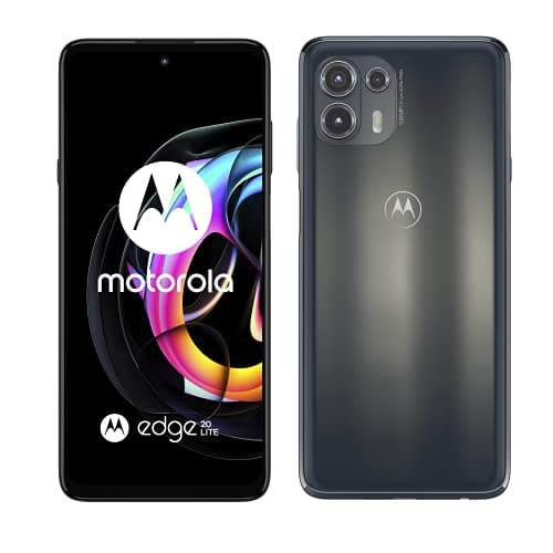 Image of Motorola Edge 20 Lite (6.7 Inch Full HDR+ OLED display, MediaTek Dimensity 720, TurboPower, 108 MP Camera, 5000 mAH Battery, Dual SIM, 128 GB, Android 11), Electric Graphite (Renewed)