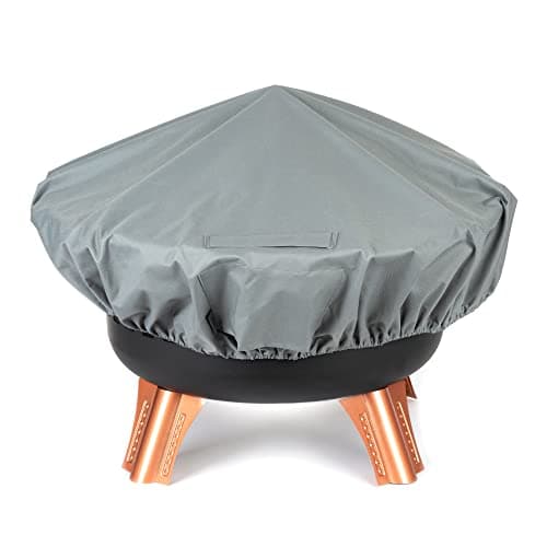 Image of Fineway Heavy Duty Premium Round Fire Pit Cover - Waterproof and UV-Resistant Outdoor BBQ & Firepit Protector with Ventilation Window and Handle - Firepit Cover Round for Firepits Up to 131cm Diameter