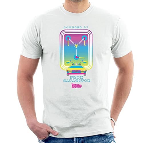 Image of All+Every Back to The Future DMC Delorean Flux Capacitor Gradient Men's T-Shirt White