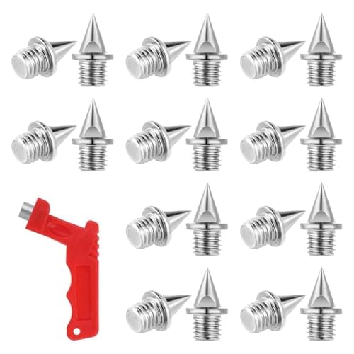 Image of 50PCS 6mm Running Spikes Stainless Steel Pyramid Track Spike with Spike Wrench, Replacement Cross Country Spikes for Field Sprint Sports Short Running