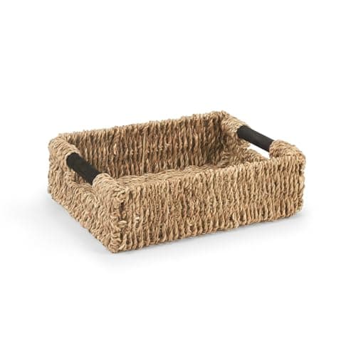 Image of Woodluv Storage Baskets, Storage Baskets for Shelves, Nesting Storage Box Organiser | Shelf Hamper Organiser for Bathroom, Bedroom, Kitchen & Home Office, Small