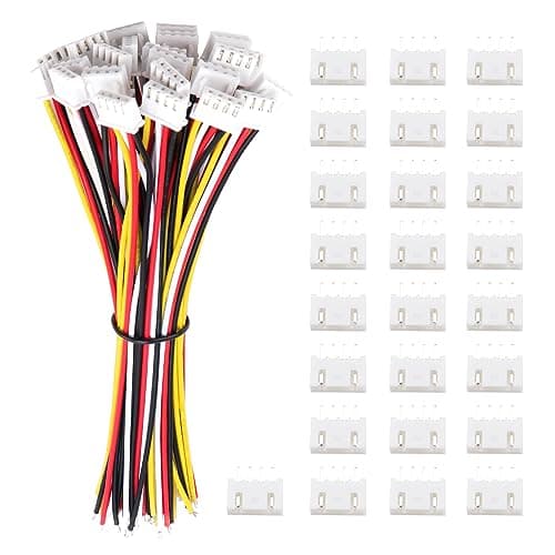 Image of Lyeteung 25 Sets 2.54mm JST-XH Connector, Mini Micro JST XH 4 Pin Connector Plug Male with 150mm 22AWG Cable & Female Connector