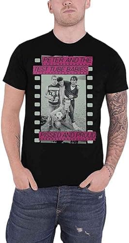 Image of SIMOROL Peter & The Test Tube Babies T Shirt Pissed and Proud Mens Black M