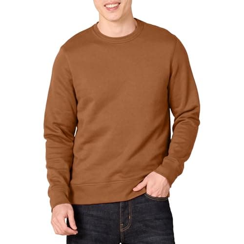 Image of Amazon Essentials Men's Fleece Crew Neck Sweatshirt (Available in Big & Tall), Toffee Brown, S