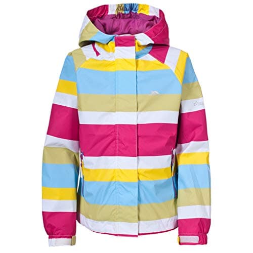 Image of Trespass Girls Waterproof Popstar II Hooded Rain Jacket Coat (9-10 Years, Striped)