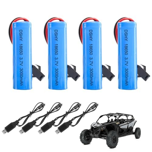 Image of Wxeadu 4 Pcs 3.7V 3000mah Li-Ion Battery,Rechargeable Lithium Batteries with 4 USB Charger SM-2P Plug Connector,Universal Li-ion Battery for Remote Control Cars/rc Truck/Robots/DIY Electronics Product
