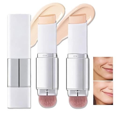 Image of 2Pcs Foundation Stick,Hydrating Concealer Base Face Makeup,Dual-Ended Soft White Balm Tinted Cover Cream Stick,Medium to Full Coverage All-In-One Stick(Lvory+Natural)