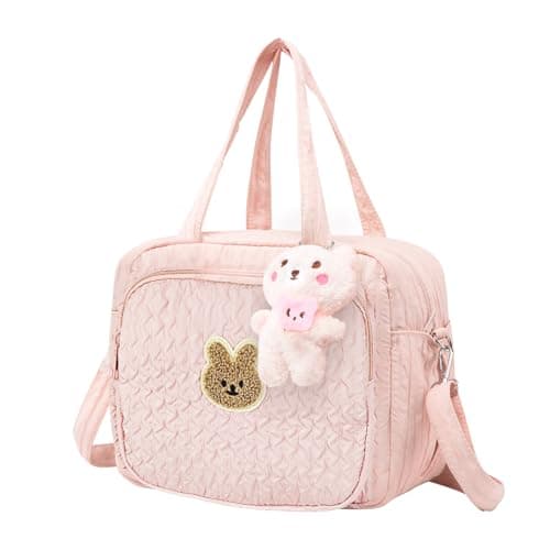 Image of EliphonTowne Baby Changing Bag - Lightweight Baby Changing Bags, Nappy ChangingBag with Zipper & Adjustable Strap Travel Bag for Mums, Pram, Newborn Accessories for Prams(12 * 22 * 25CM Pink)