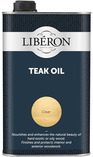 Image of Libéron Teak Oil - Protects & Revives Interior & Outdoor Wood - UV & Weather-Resistant - Ideal for Garden Furniture & Hardwood - Clear - 1 Litre