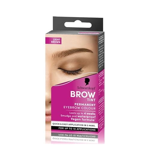 Image of Schwarzkopf Brow Tint Light Brown, Permanent Eyebrow Colour for up to 10 Applications, Lasts up to 4 Weeks and Covers Grey Hairs, Waterproof & Smudge-proof, Vegan Formula, 10 ml