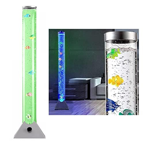 Image of Eyesome 90cm Tower Colour Changing LED Light Bubble Fish Mood Lamp with Colourful Artificial Tropical Fish, Sensory Relaxing Atmosphere Mood Light Xmas Gift