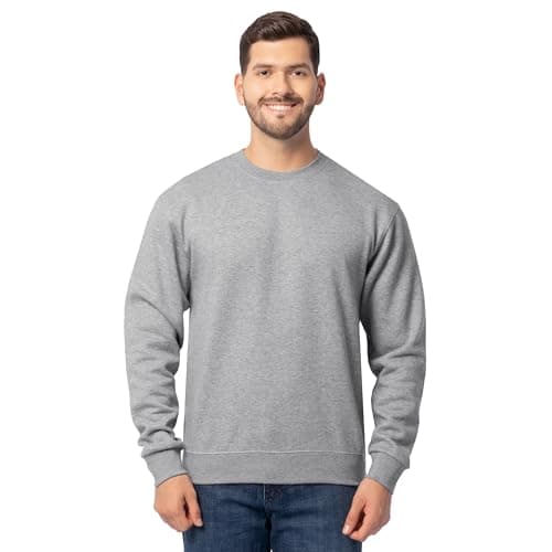 Image of Fruit of the Loom Men's Eversoft Fleece Crewneck Sweatshirts, Moisture Wicking & Breathable, Sizes S-4x, Grey Heather, 3XL