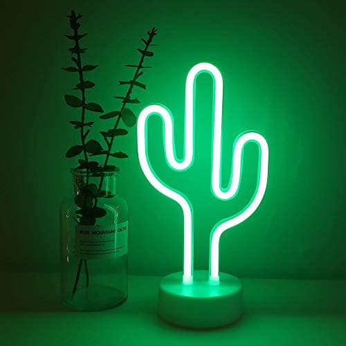 Image of NIWWIN Cactus Neon Light, LED Neon Signs, Decorative Table Lamp, 3AA/USB Powered, Mood Lights in Bedroom, Children's Room Decoration, Christmas Decoration, Birthday Gift.