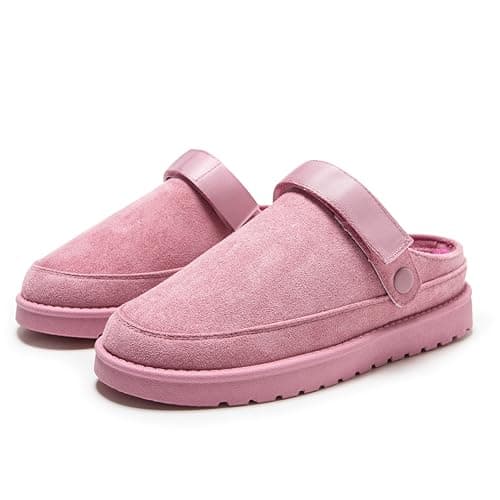 Image of Women’s Winter Mule Slingback Slippers – Water Resistant Warm Lined Platform Clogs with Adjustable Strap, Casual Indoor Outdoor Shoes (PINK, Adult, Women, 4, Numeric, UK Footwear Size System, Medium)