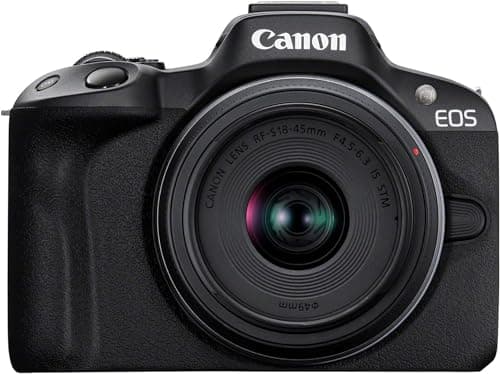 Image of EOS R50 Black + RF-S 18-45mm F4.5-6.3 IS STM Lens Mirrorless camera for on-the-go content creators, shooting stills (Renewed)
