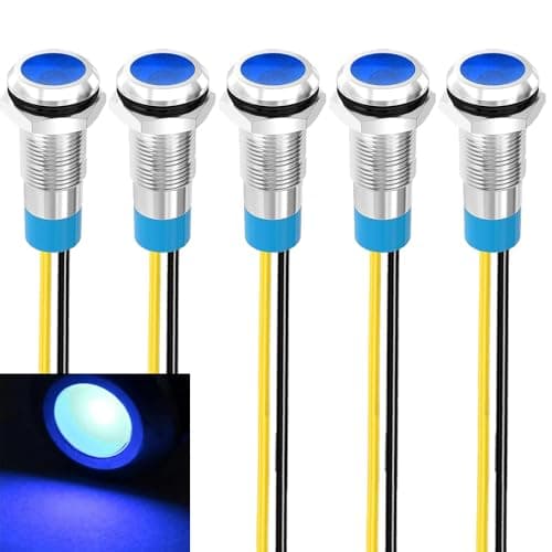 Image of Gebildet 5pcs 8mm 230V AC LED Metal Indicator Light Waterproof Signal Lamp (Blue)