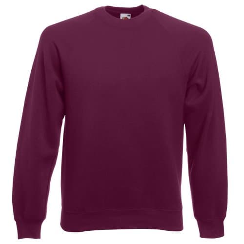 Image of Fruit of the Loom Childrens/Kids Unisex Raglan Sleeve Sweatshirt (7-8) (Burgundy)