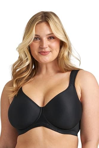 Image of Miss Mary of Sweden Cooling T-Shirt Bra for Women — Underwired Bra for Hot Flushes, Moisture Wicking Full Coverage, Padded Adjustable Straps, Plus Size Black