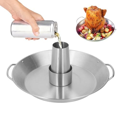 Image of Tomotato Vertical Beer Can Chicken Roaster Rack, Stainless Steel BBQ Roasting Stand with Holder, Grill Roaster Cooker Accessories for Barbecue Cooking