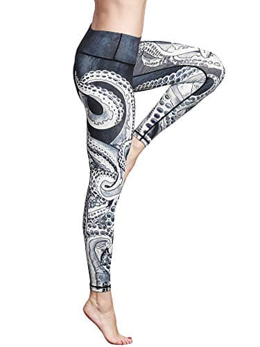 Image of FLYILY Women's Long Sports Leggings Running Tights High Waist Stretch Fitness Yoga Pants(5-Octopus,XXL)