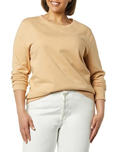 Image of Amazon Essentials Women's Fleece Crewneck Pullover Sweatshirt (Available in Plus Size), Light Camel, XS