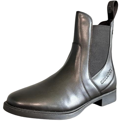 Image of Englander Equestrian Gaia Kids Jodhpur Boots – Vegan Leather Short Riding Boots for Children – Water-Resistant, Non-Slip Sole (Black, UK Footwear Size System, Big Kid, Numeric, Medium, 11)