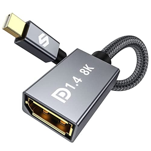 Image of Silkland Mini Displayport to Displayport Adapter, Mini DP 1.4 to DP Adapter 8K@60Hz 4K@144Hz, Thunderbolt 2 Converter Nylon with HDR HBR3 G-Sync FreeSync, for Laptop MacBook iMac Monitor VR