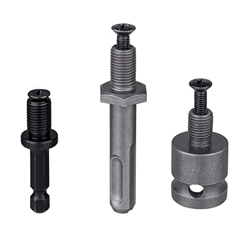 Image of Mesee 3 Pieces Drill Chuck Adapter Connecting Rods 3/8-24UNF Thread Mount Chuck Converter Attachment Extensions Kit - 1/4" Quick Change Hex Shank + SDS Plus Shank + 1/2" Square Female Adaptor