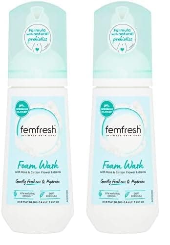 Image of Femfresh Pure Freshness & Hydration Daily Intimate Foam Wash – Fragrance free Feminine Hygiene Shower Foam with Rose & Cotton Flower Extracts – pH Balanced, Soap Free - 150ml (Pack of 2)