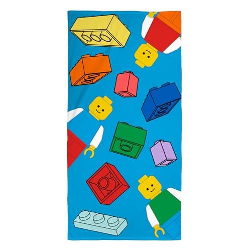 Image of Officially Licensed LEGO® Towel | Super Soft Feel, Colourblock Design | Perfect The Home, Bath, Beach & Swimming Pool | 100% Cotton | One Size 140cm x 70cm | Blue