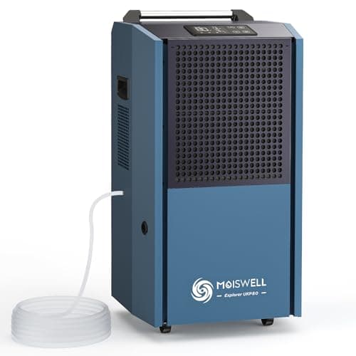 Image of Moiswell 90 L Commercial Dehumidifier Construction Dryer with Condensate Pump Drain (Up to 90 L/24h), Mobile, Robust Industrial Dehumidifier for Construction Sites & Rooms up to 100 m² / 230 m³