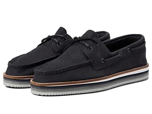Image of Sperry Women's Authentic Original Stacked Boat Shoe, Black, 6.5 UK