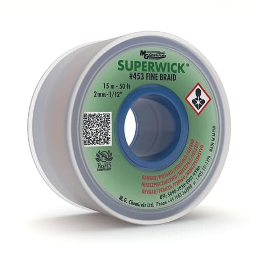 Image of MG Chemicals Desoldering Braid #3 Fine Braid Super Wick with RMA Flux, 50' Length x 0.075" Width, Green