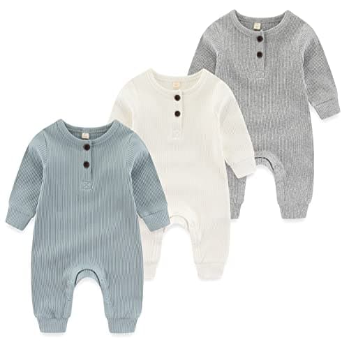 Image of MAMIMAKA Baby Boys one-Piece Pajamas Cotton infant Romper Footless Jumpsuit, 12-18 Months